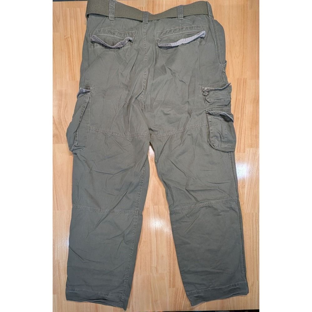 Arizona Jean Co Mens Forest Green Vintage Surplus Cargo Pants with Belt 36x32 - Picture 11 of 14